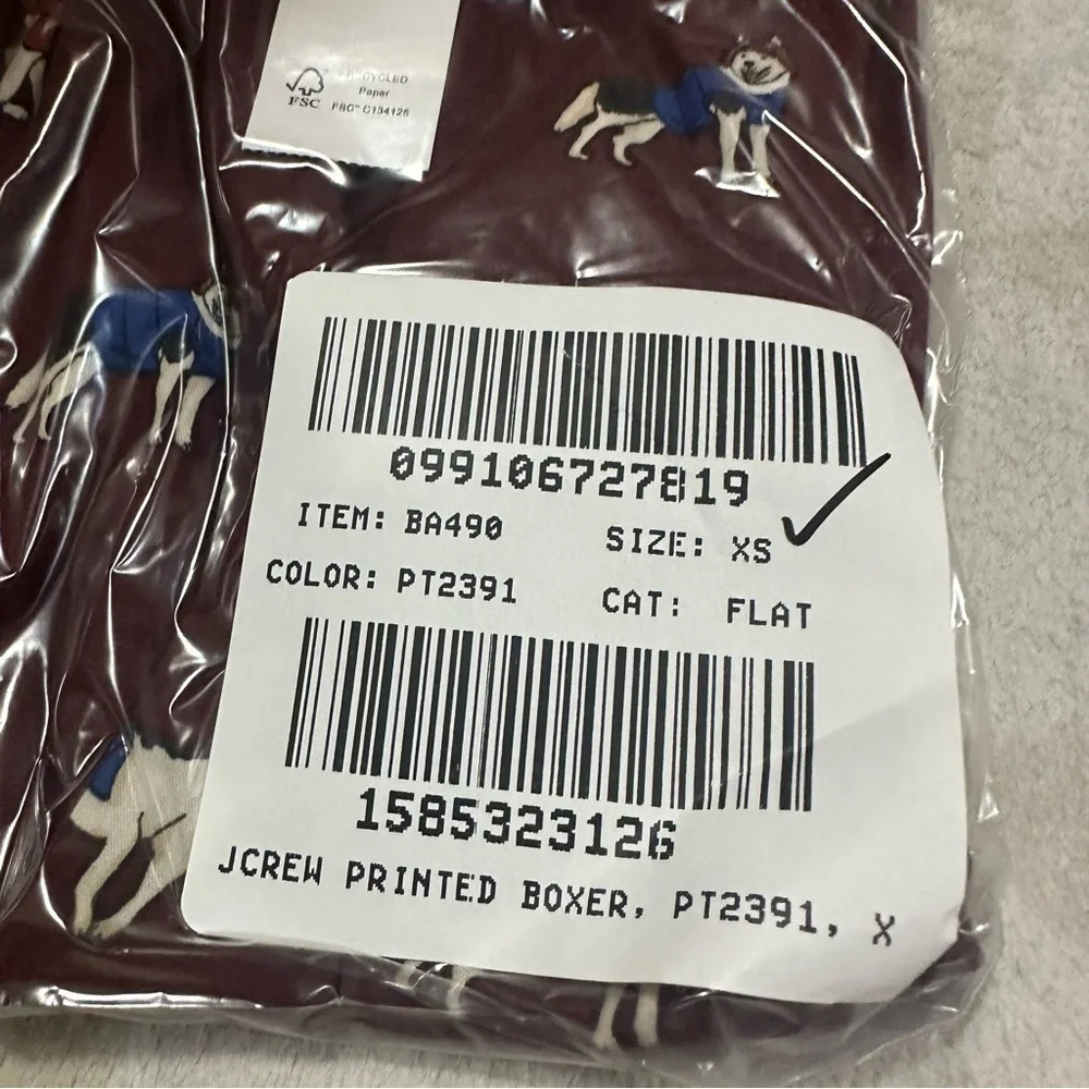 J crew mens printed boxers brown pilot husky dogs